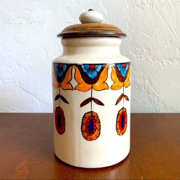 Pier 1 Kitchen Vintage Pier Hand Painted Ceramic Canister Jar